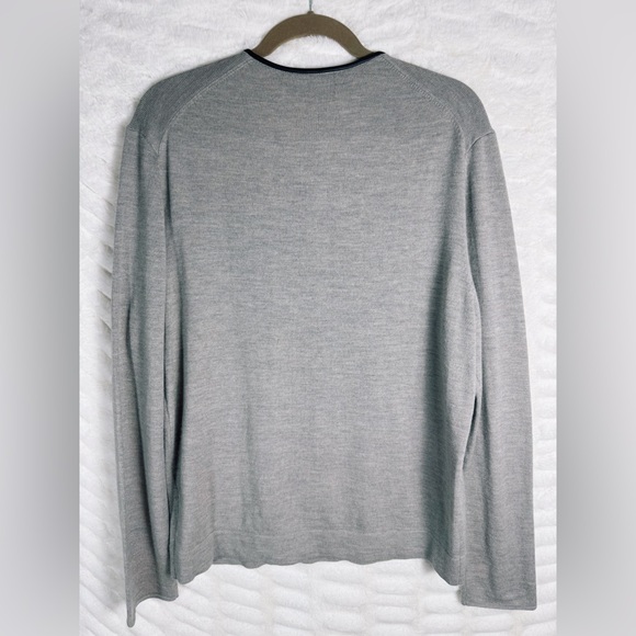 ✨NWOT The Kooples Merino Wool Leather Trim Skull Snap Henley Sweater - Picture 2 of 5